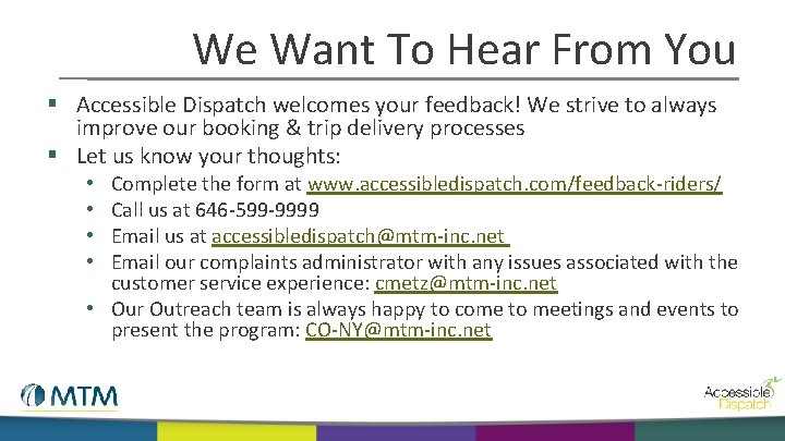 We Want To Hear From You § Accessible Dispatch welcomes your feedback! We strive