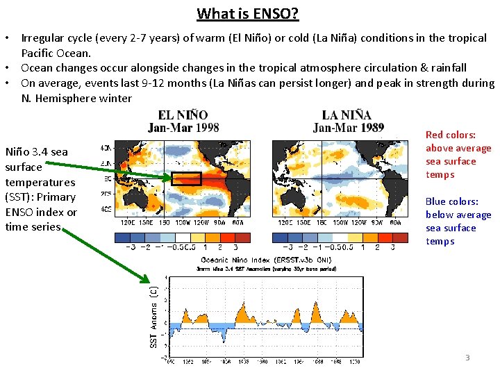 What is ENSO? • Irregular cycle (every 2 -7 years) of warm (El Niño)