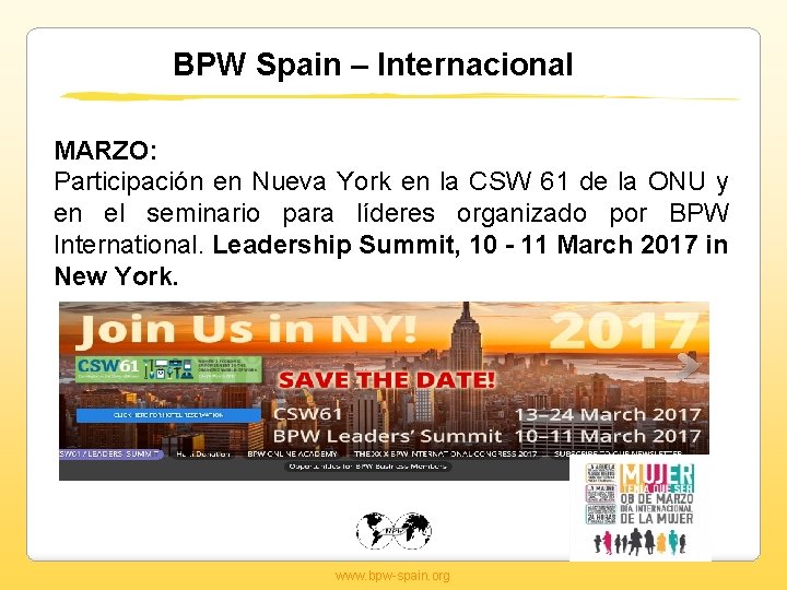 BPW Spain – Internacional MARZO: Participación en Nueva York en la CSW 61 de