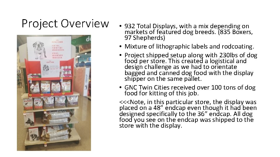 Project Overview • 932 Total Displays, with a mix depending on markets of featured