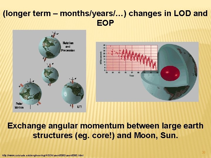 (longer term – months/years/…) changes in LOD and EOP Exchange angular momentum between large