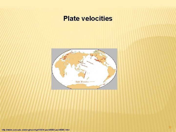 Plate velocities http: //www. colorado. edu/engineering/ASEN/asen 5090. html 39 