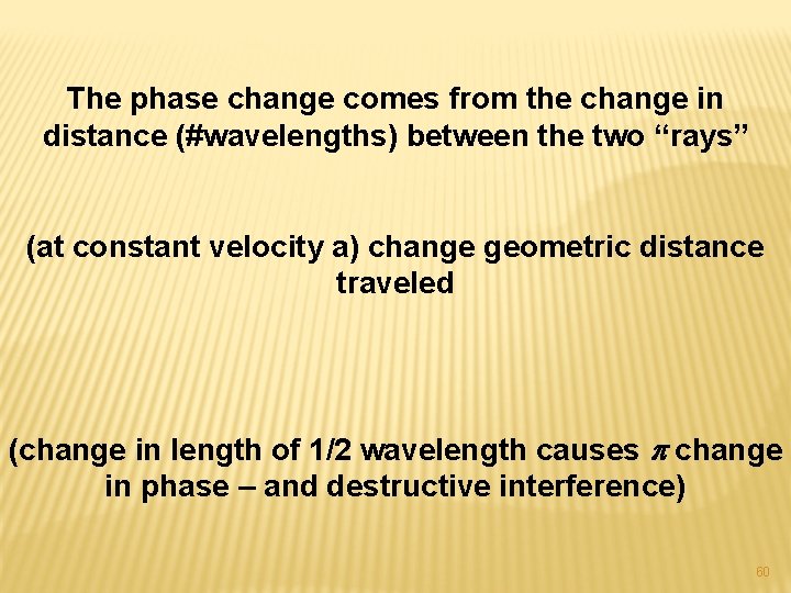 The phase change comes from the change in distance (#wavelengths) between the two “rays”