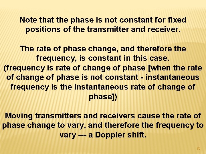 Note that the phase is not constant for fixed positions of the transmitter and