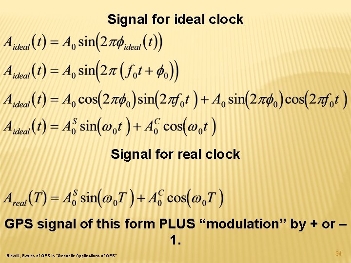 Signal for ideal clock Signal for real clock GPS signal of this form PLUS