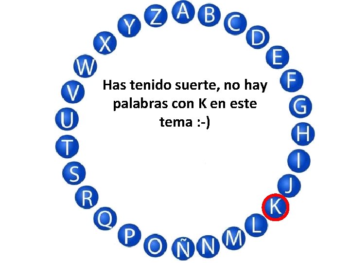 Has tenido suerte, no hay palabras con K en este tema : -) 