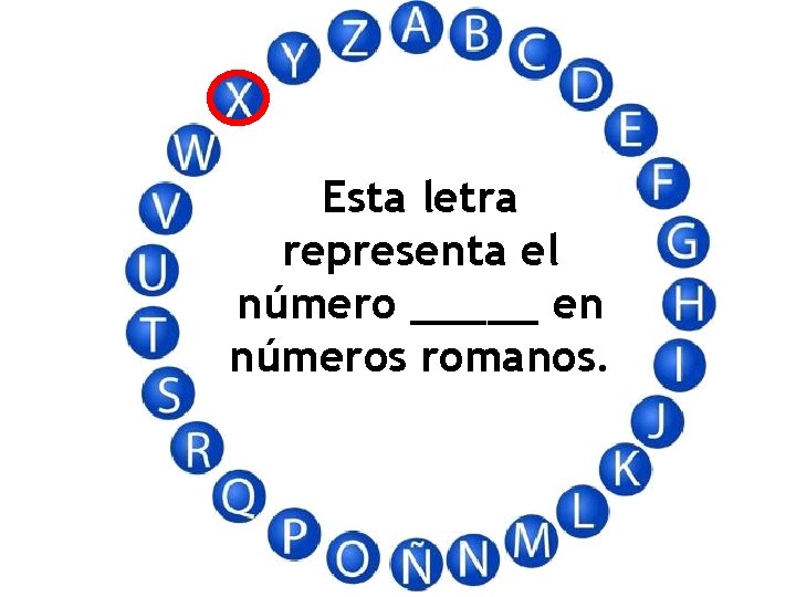 Esta letra representa el número _____ en números romanos. 