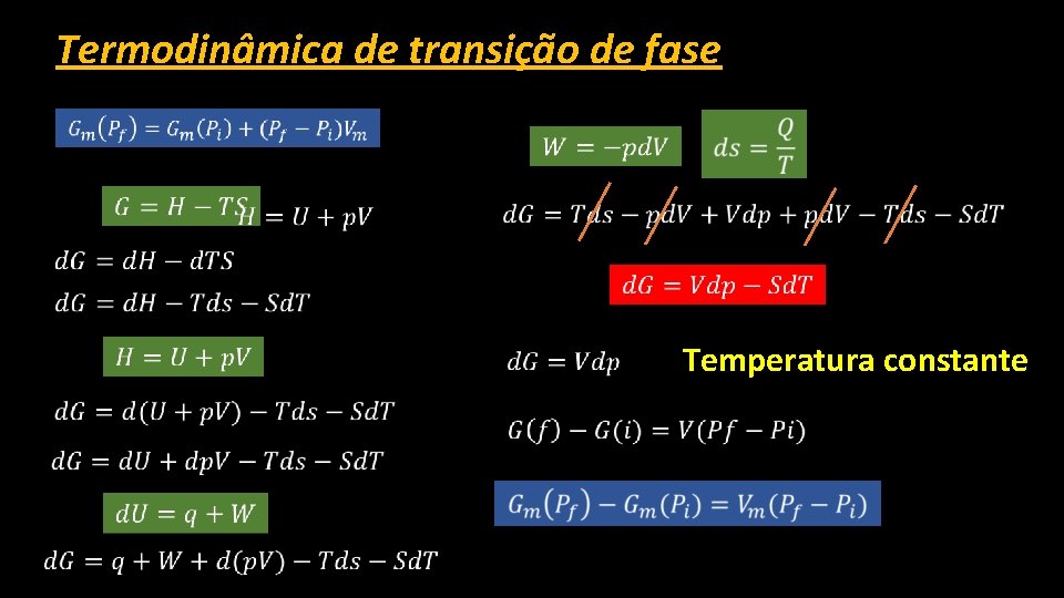 Termodinâmica de transição de fase Temperatura constante 