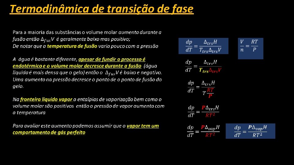 Termodinâmica de transição de fase 