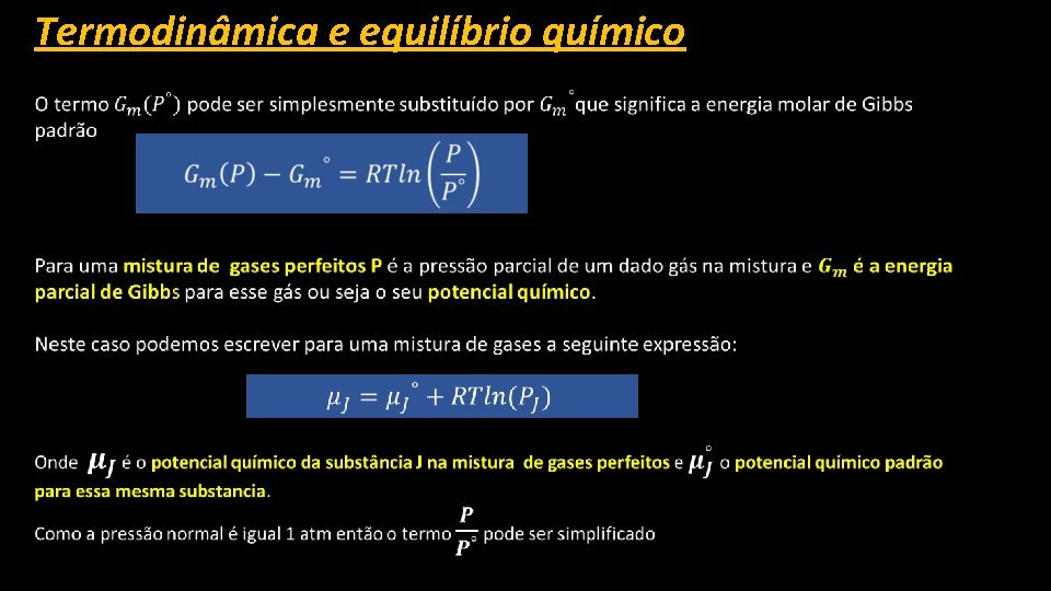 Termodinâmica e equilíbrio químico 