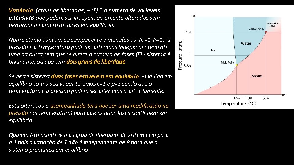 Variância (graus de liberdade) – (F) É o número de variáveis intensivas que podem