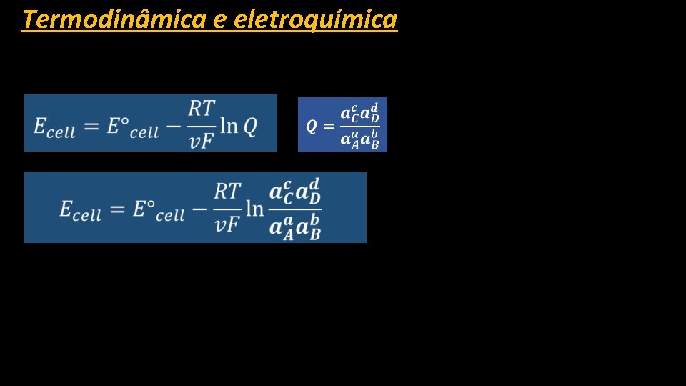 Termodinâmica e eletroquímica 