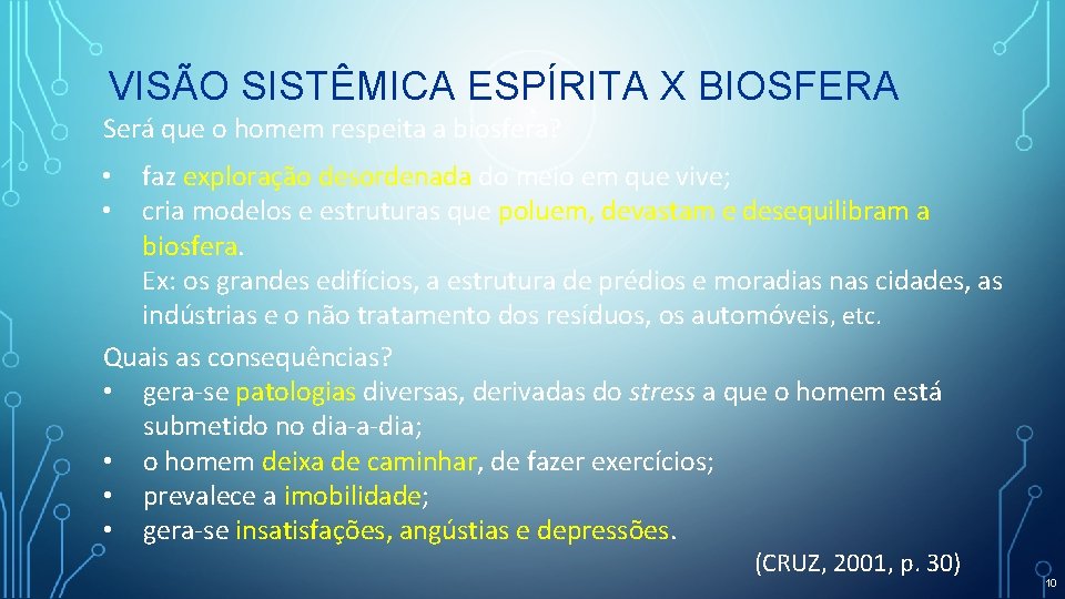 VISÃO SISTÊMICA ESPÍRITA X BIOSFERA Será que o homem respeita a biosfera? faz exploração