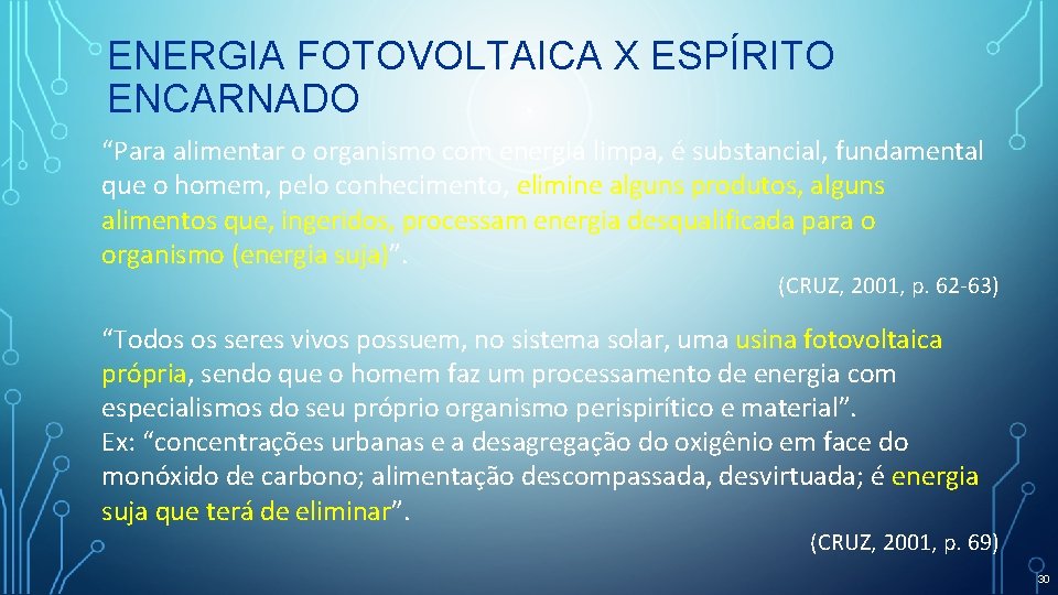 ENERGIA FOTOVOLTAICA X ESPÍRITO ENCARNADO “Para alimentar o organismo com energia limpa, é substancial,