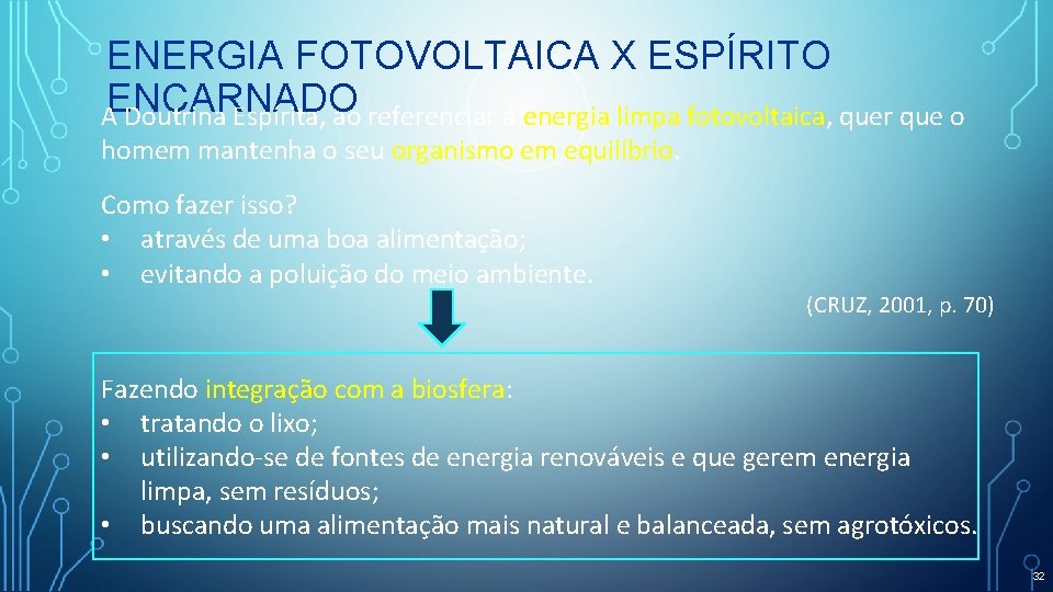 ENERGIA FOTOVOLTAICA X ESPÍRITO AENCARNADO Doutrina Espírita, ao referenciar a energia limpa fotovoltaica, quer