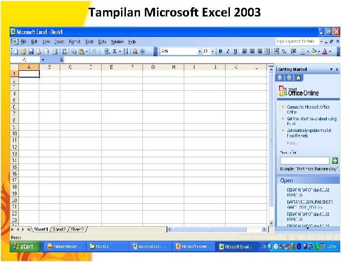 Tampilan Microsoft Excel 2003 