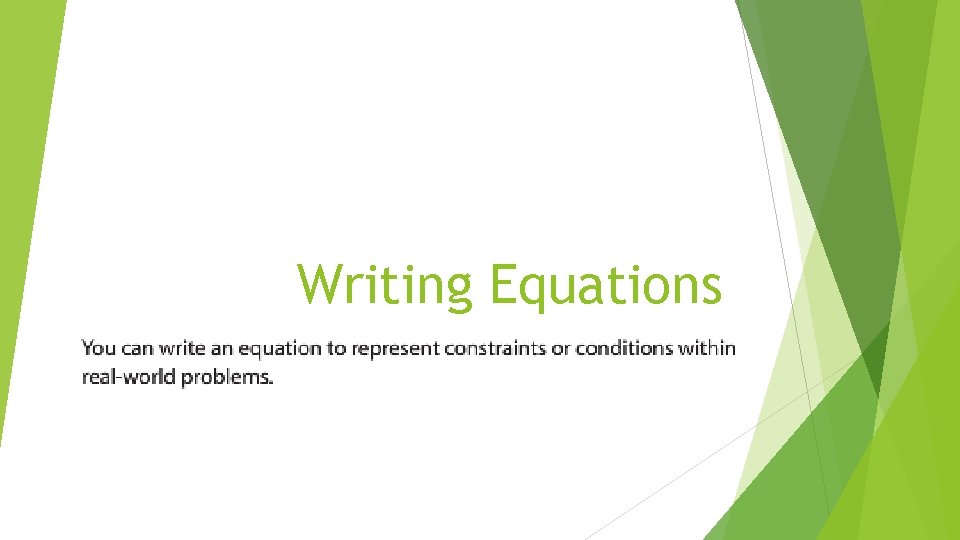 Writing Equations 