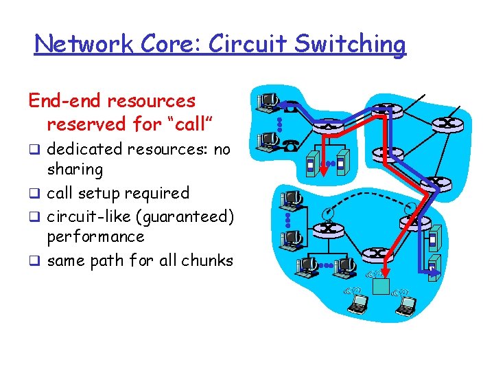 Network Core: Circuit Switching End-end resources reserved for “call” q dedicated resources: no sharing