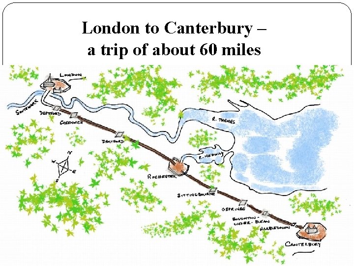 London to Canterbury – a trip of about 60 miles 