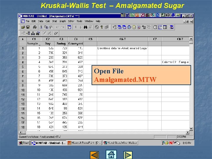 Kruskal-Wallis Test – Amalgamated Sugar Open File Amalgamated. MTW 