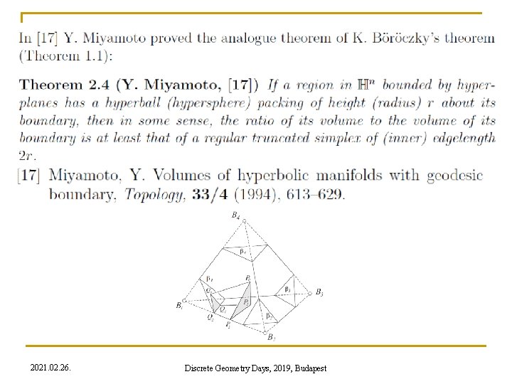 2021. 02. 26. Discrete Geometry Days, 2019, Budapest 