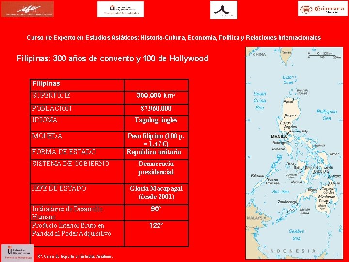 Curso de Experto en Estudios Asiáticos: Historia Cultura, Economía, Política y Relaciones Internacionales Filipinas: