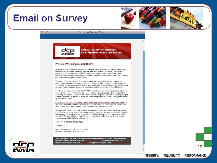 Email on Survey 15 