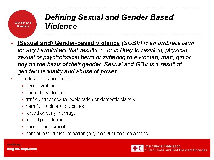 Gender and Diversity Defining Sexual and Gender Based Violence § (Sexual and) Gender-based violence