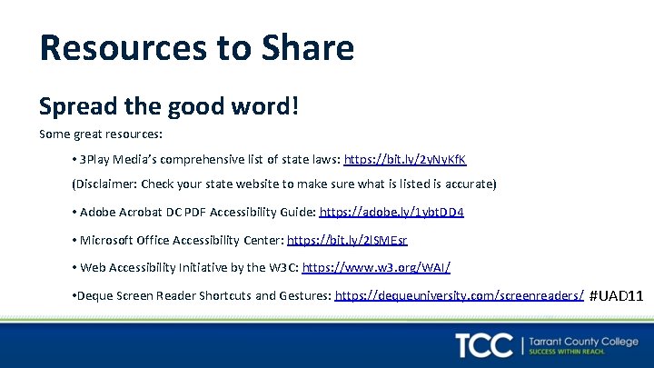 Resources to Share Spread the good word! Some great resources: • 3 Play Media’s