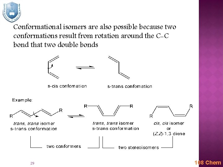 Conformational isomers are also possible because two conformations result from rotation around the C-C