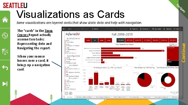 ig v Na e at Visualizations as Cards Some visualizations are layered cards that