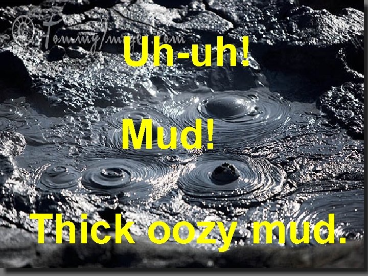 Uh-uh! Mud! Thick oozy mud. 