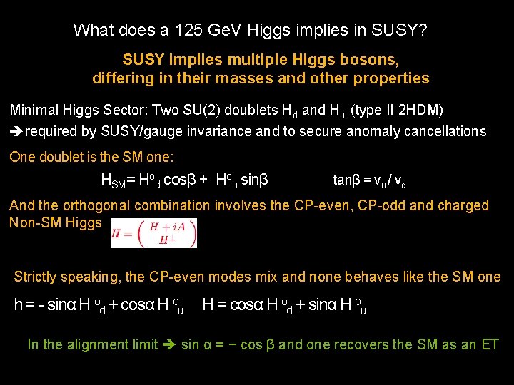 What does a 125 Ge. V Higgs implies in SUSY? SUSY implies multiple Higgs