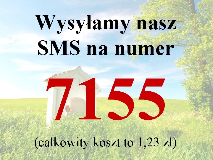 Wysyłamy nasz SMS na numer 7155 (całkowity koszt to 1, 23 zł) 