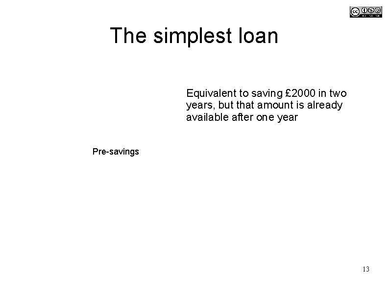 The simplest loan Equivalent to saving £ 2000 in two years, but that amount