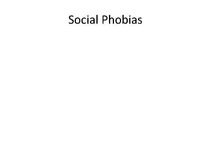 Social Phobias 