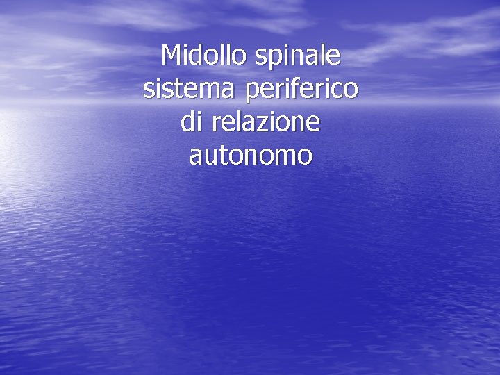 Midollo spinale sistema periferico di relazione autonomo 