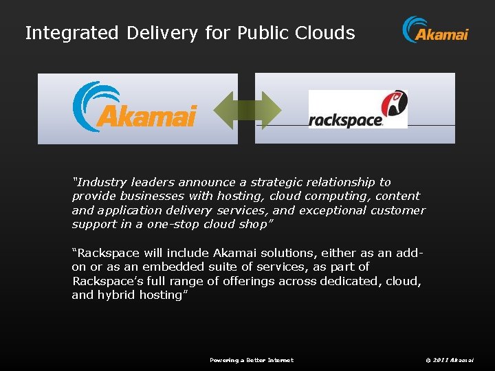 Integrated Delivery for Public Clouds “Industry leaders announce a strategic relationship to provide businesses