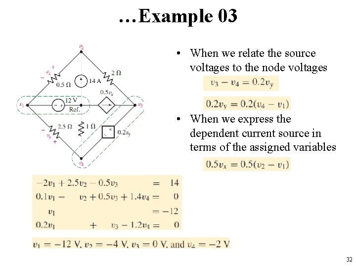 …Example 03 • When we relate the source voltages to the node voltages •