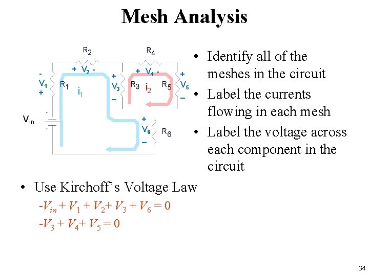 Mesh Analysis • Identify all of the + V + meshes in the circuit