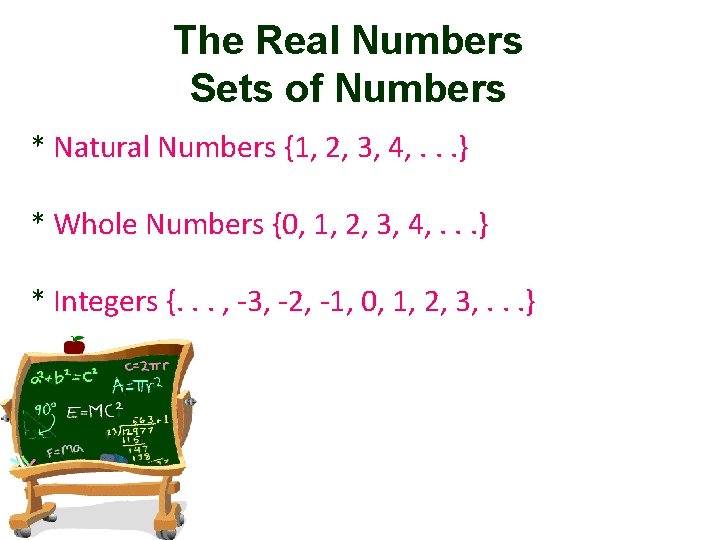 The Real Numbers Sets of Numbers * Natural Numbers {1, 2, 3, 4, .