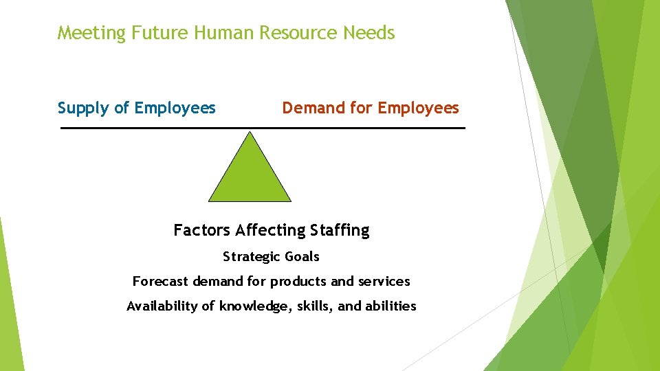 Meeting Future Human Resource Needs Supply of Employees Demand for Employees Factors Affecting Staffing