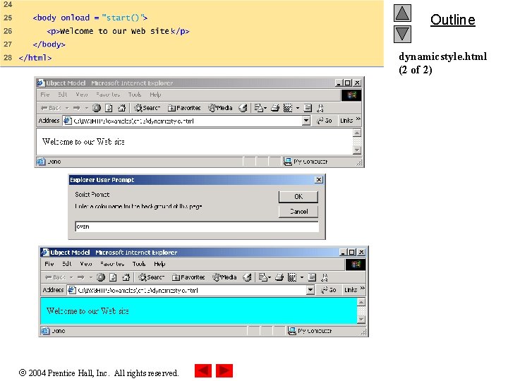Outline dynamicstyle. html (2 of 2) 2004 Prentice Hall, Inc. All rights reserved. 