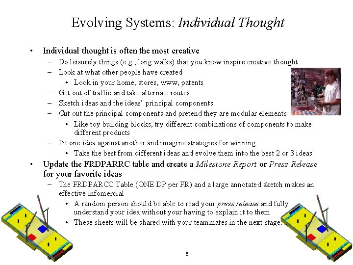 Evolving Systems: Individual Thought • Individual thought is often the most creative – Do