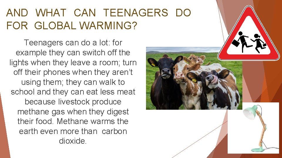 AND WHAT CAN TEENAGERS DO FOR GLOBAL WARMING? Teenagers can do a lot: for