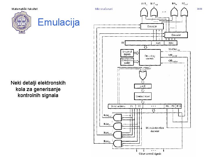 Matematički fakultet Mikroračunari Emulacija Neki detalji elektronskih kola za generisanje kontrolnih signala vladaf@matf. bg.