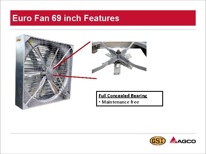 Euro Fan 69 inch Features Full Concealed Bearing • Maintenance free 