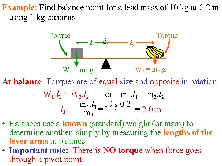 Example: Find balance point for a lead mass of 10 kg at 0. 2