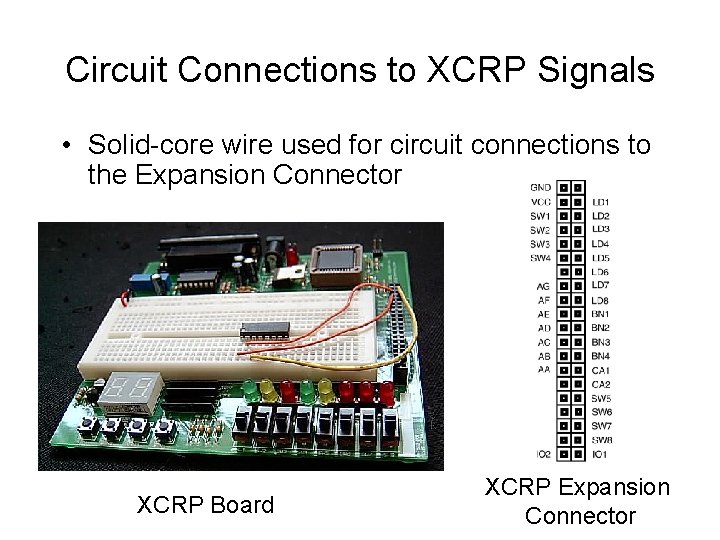Circuit Connections to XCRP Signals • Solid-core wire used for circuit connections to the