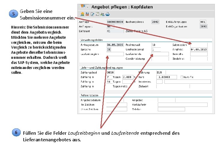 Geben Sie eine Submissionsnummer ein. 5 Hinweis: Die Submissionsnummer dient dem Angebotsvergleich. Möchten Sie